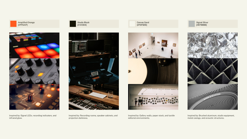 DSMT colour palette inspired by studio environments